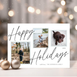 Zwart en wit Gelukkig Kerstmis Foto Feestdagenkaart