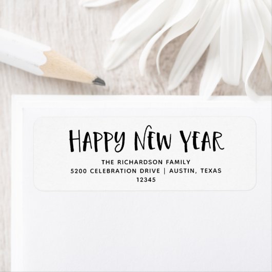 Zwart en wit | Gelukkig nieuwjaar Etiket (Insitu)