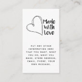 Zwart en wit gemaakt met liefde, hart en sociale b informatiekaartje (Voorkant)