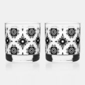 Zwart en wit geometrisch elegant whisky glas (Achterkant)