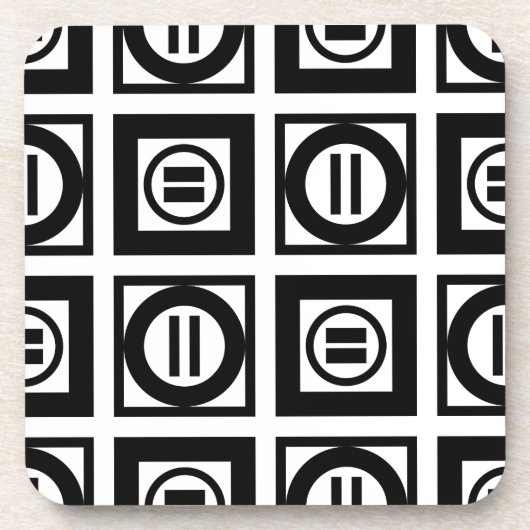 Zwart en wit Geometrisch Equal Sign Patroon Bier Onderzetter (Voorkant)