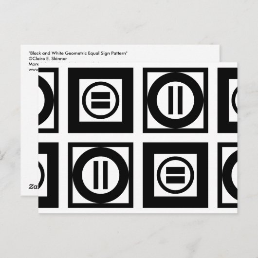 Zwart en wit Geometrisch Equal Sign Patroon Briefkaart (Voorkant / Achterkant)