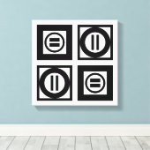 Zwart en wit Geometrisch Equal Sign Patroon Canvas Afdruk (Insitu (Houten vloer))