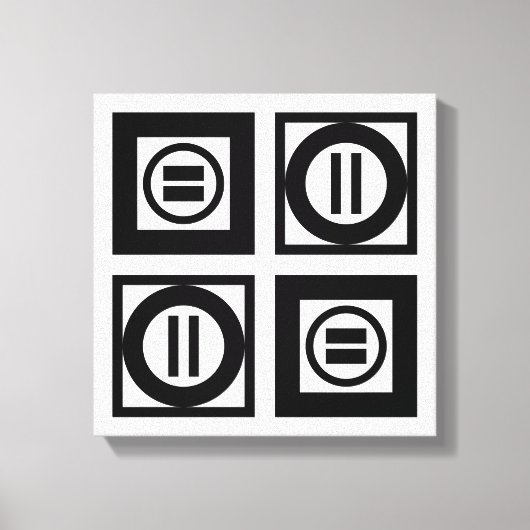 Zwart en wit Geometrisch Equal Sign Patroon Canvas Afdruk (Voorkant)