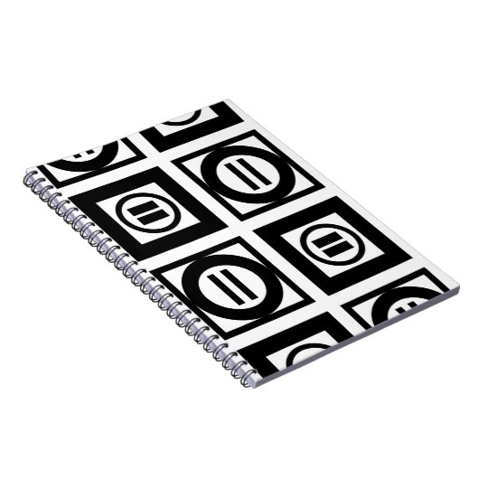 Zwart en wit Geometrisch Equal Sign Patroon Notitieboek (Rechterzijde)
