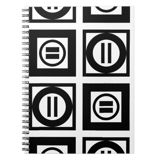 Zwart en wit Geometrisch Equal Sign Patroon Notitieboek (Voorkant)