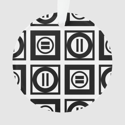Zwart en wit Geometrisch Equal Sign Patroon Ornament (voorkant)