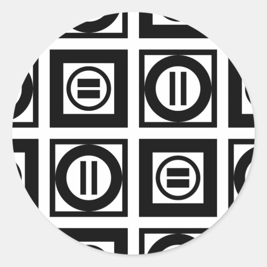 Zwart en wit Geometrisch Equal Sign Patroon Ronde Sticker (Voorkant)