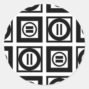 Zwart en wit Geometrisch Equal Sign Patroon Ronde Sticker