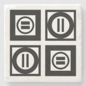 Zwart en wit Geometrisch Equal Sign Patroon Stenen Onderzetter (Voorkant)