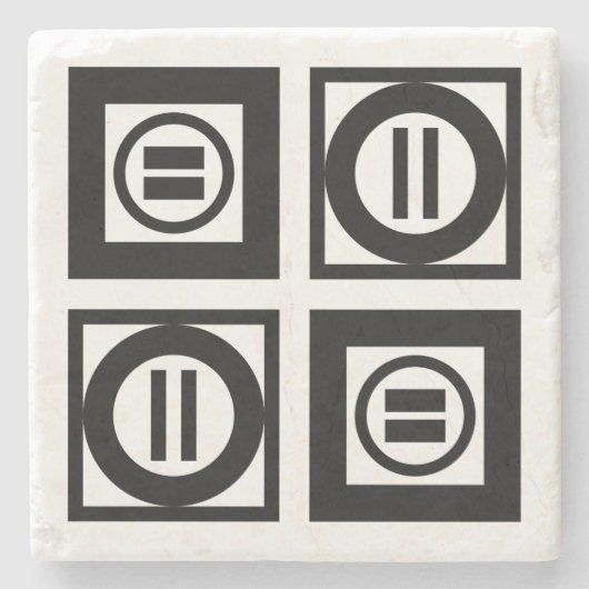 Zwart en wit Geometrisch Equal Sign Patroon Stenen Onderzetter (Voorkant)