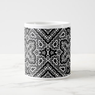 zwart en wit geometrisch etnisch patroon ornament grote koffiekop