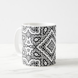 zwart en wit geometrisch etnisch patroon ornament koffiemok
