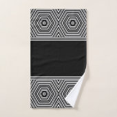 Zwart en wit geometrisch hexagoon bad handdoek (Handdoek)