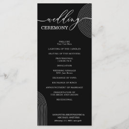 Zwart en wit geometrisch huwelijksceremonie feest menu