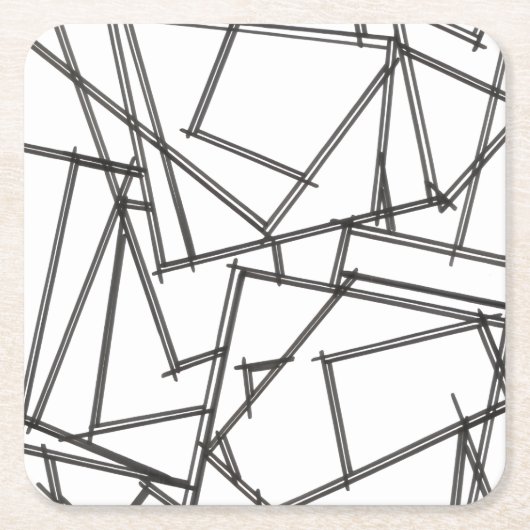 Zwart En Wit Geometrisch Kartonnen Onderzetters (Voorkant)