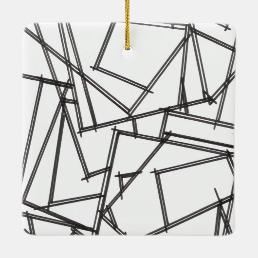 Zwart En Wit Geometrisch Keramisch Ornament (Achterkant)