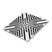 Zwart en wit geometrisch kruis tegeltje (Zijkant)