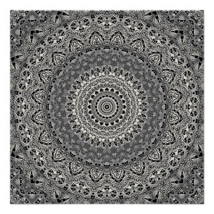 Zwart en wit geometrisch mandalapatroon perfect poster