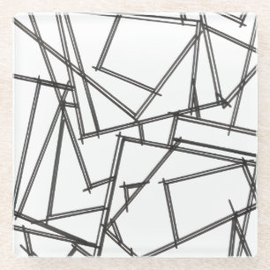 Zwart En Wit Geometrisch-Modern Minimalistisch Glazen Onderzetter