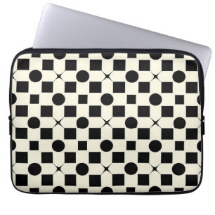 Zwart en Wit Geometrisch Modern Minimalistisch Laptop Sleeve