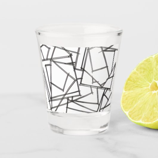 Zwart En Wit Geometrisch-Modern Minimalistisch Shot Glas (Voorkant)