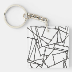 Zwart En Wit Geometrisch-Modern Minimalistisch Sleutelhanger