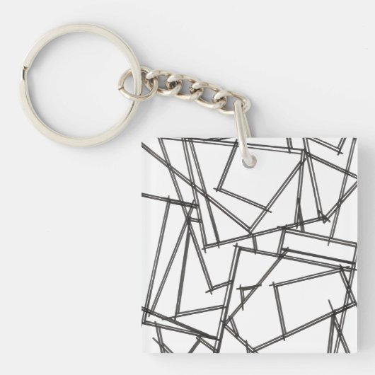 Zwart En Wit Geometrisch-Modern Minimalistisch Sleutelhanger (voorkant)