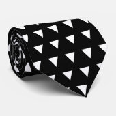 Zwart en wit geometrisch patroon stropdas (Opgerold)