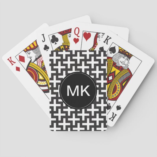 Zwart en wit geometrisch pokerkaarten (Achterkant)
