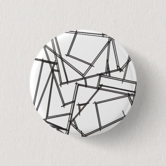 Zwart En Wit Geometrisch Ronde Button 3,2 Cm (Voorkant)