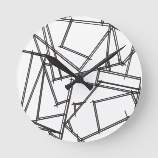 Zwart En Wit Geometrisch Ronde Klok (Voorkant)