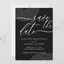 Zwart en wit geometrisch Save the date lijn Kaart