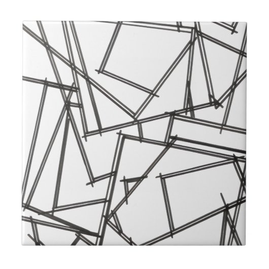 Zwart En Wit Geometrisch Tegeltje (Voorkant)