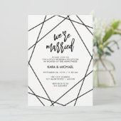 Zwart en wit geometrisch | We zijn getrouwd Kaart (Staand voorkant)