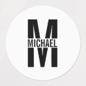Zwart en wit Gepersonaliseerd Monogram en Naam Lab Labels (Design 2)