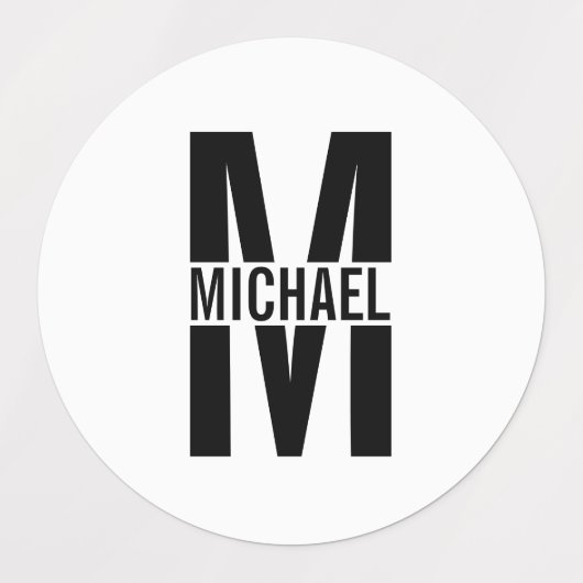 Zwart en wit Gepersonaliseerd Monogram en Naam Lab Labels (Design 1)