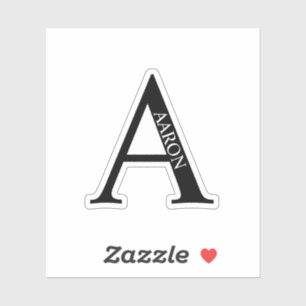 Zwart en wit gepersonaliseerd monogram en naam sticker