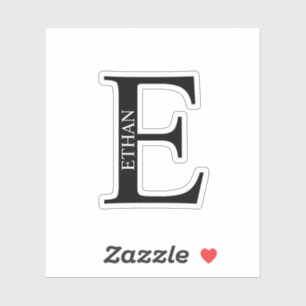 Zwart en wit gepersonaliseerd monogram en naam sticker