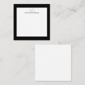 Zwart en wit gepersonaliseerde monogramnaam  notitiekaartje (Voorkant / Achterkant)