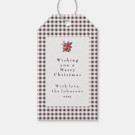 Zwart en wit geruit geruit aangepast Kerstmis Cadeaulabel