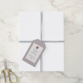 Zwart en wit geruit geruit aangepast Kerstmis Cadeaulabel (Met Touw)