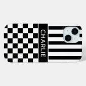 Zwart en Wit Geruit Gestreept Gepersonaliseerd Case-Mate iPhone Case (Achterkant (horizontaal))