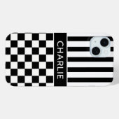 Zwart en Wit Geruit Gestreept Gepersonaliseerd Case-Mate iPhone Case (Achterkant (horizontaal))