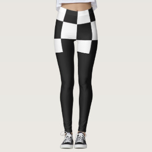 Zwart en Wit Geruit Modern Monochroom Leggings