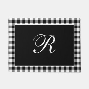 Zwart en wit geruit monogram klassiek monogram deurmat