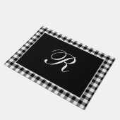 Zwart en wit geruit monogram klassiek monogram deurmat (Schuin)