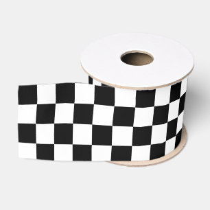 Zwart en Wit Geruit Racing Grosgrain Lint