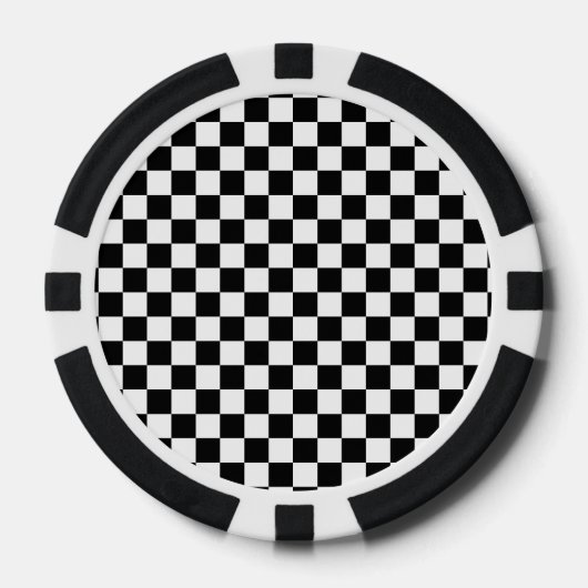 Zwart en Wit Geruite Vierkanten Pokerchips (Voorkant)