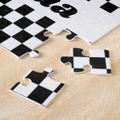 Zwart en wit geruite vlag legpuzzel (Zijkant)